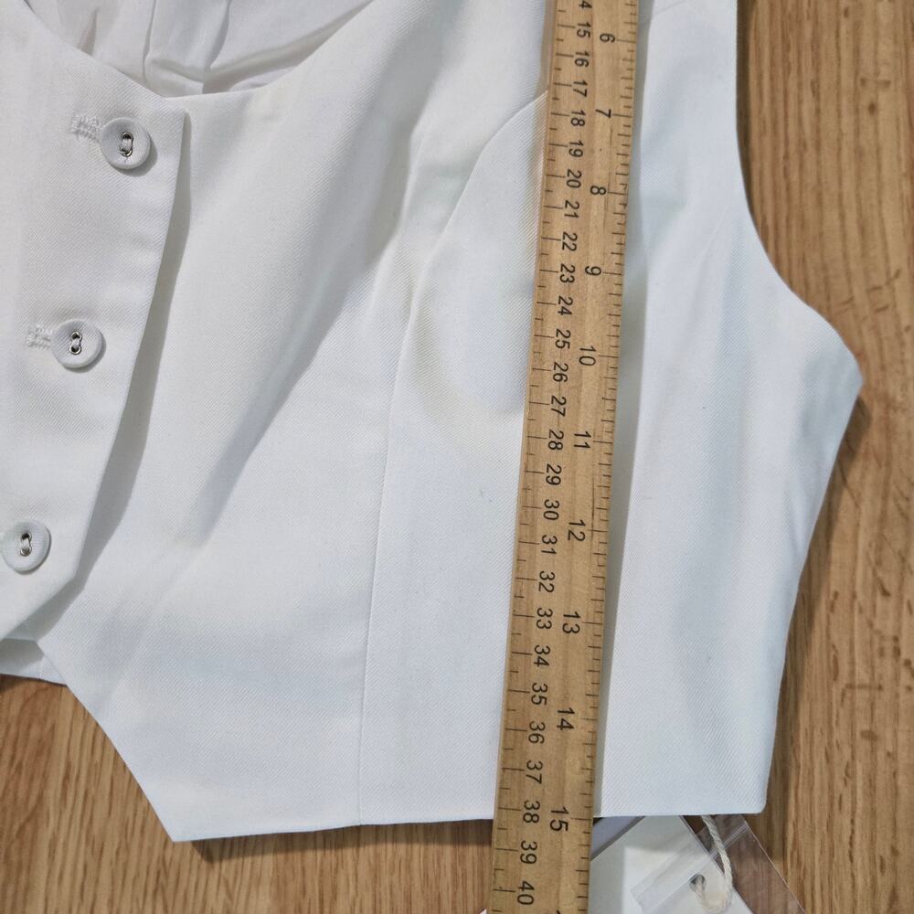 NWT Commense Womens 2-Piece Set L White Vest & Wide-Leg Pants Asymmetrical Front - Picture 9 of 12